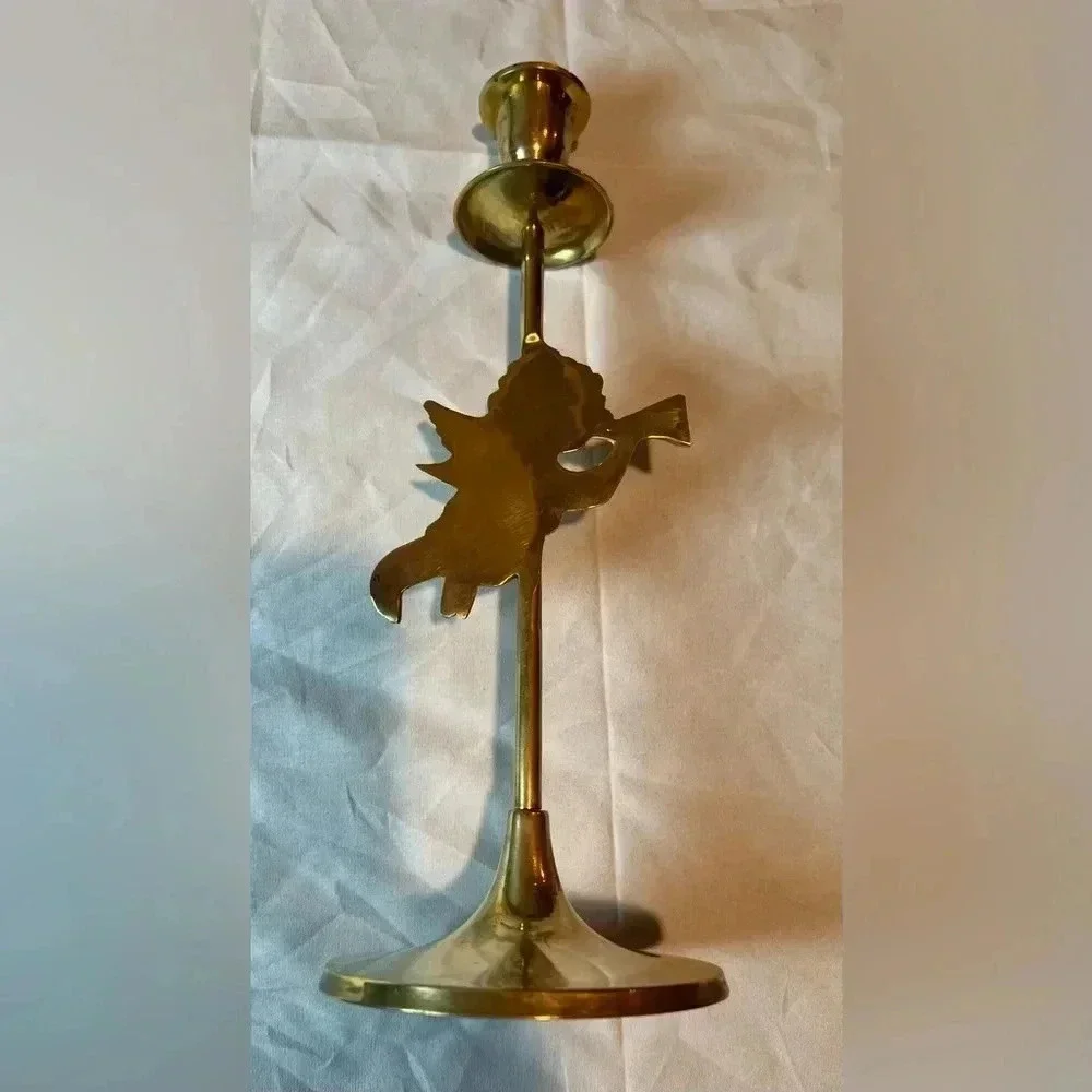 VINTAGE: Cherub brass candlestick holder